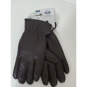 Dockers Men’s Dark Brown Leather Gloves Easy Texting Lined Medium NWT